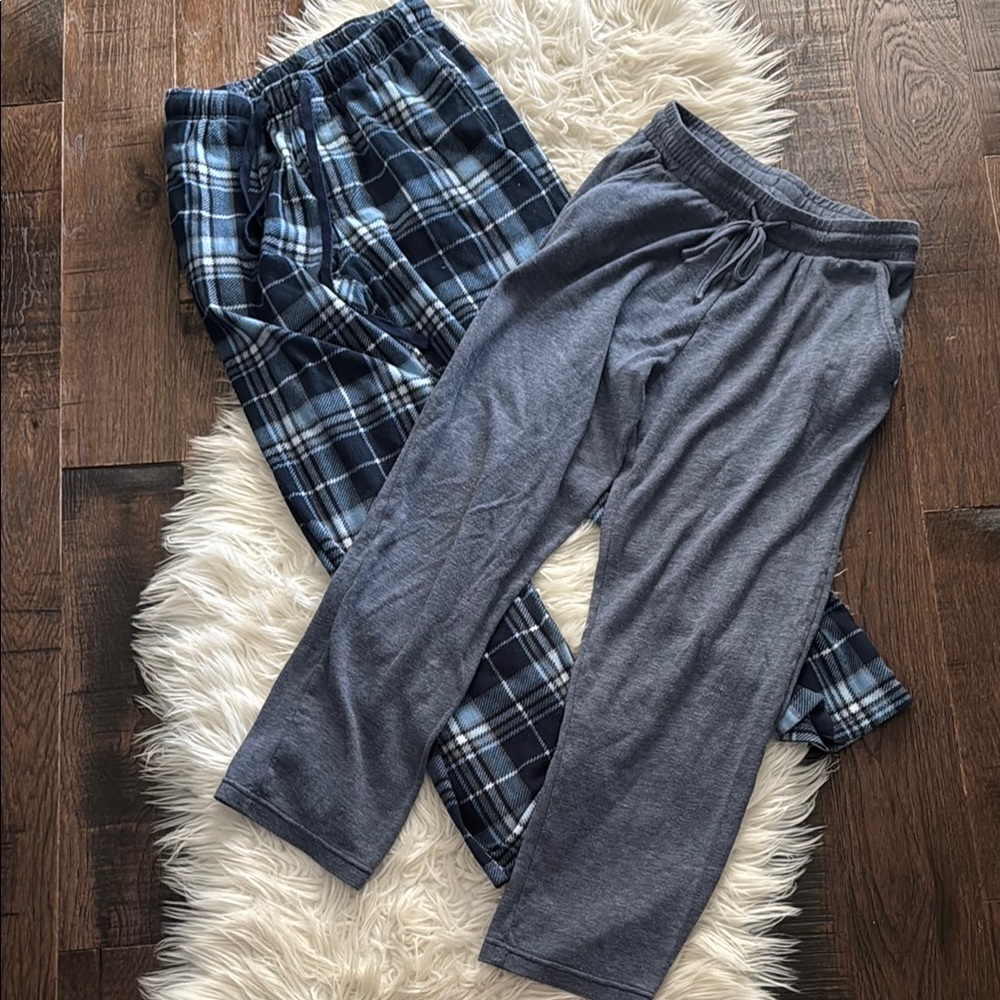 Plaid and Solid Pajamas Pants Set